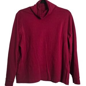 LL Bean Burgundy Red‎ Long Sleeve Turtleneck Top XL REG Cotton